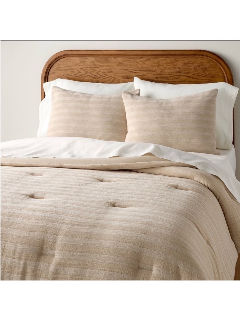 NWT 3pc King Tonal Stripe Comforter Set Tan - Hearth & Hand with Magnolia